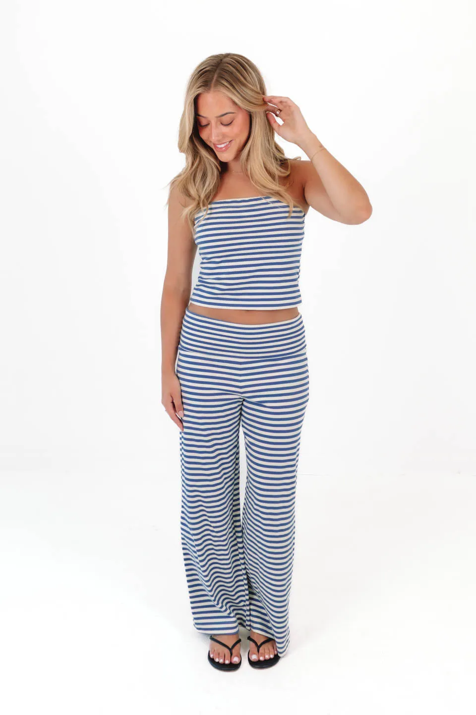 Harbor Stripe Tube Top - Blue/Cream sold by The Impeccable Pig product image thumbnail 4