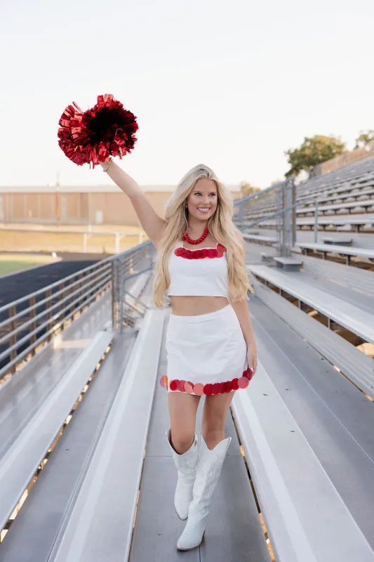 Gameday Glam Top - White/Red made by TCEC