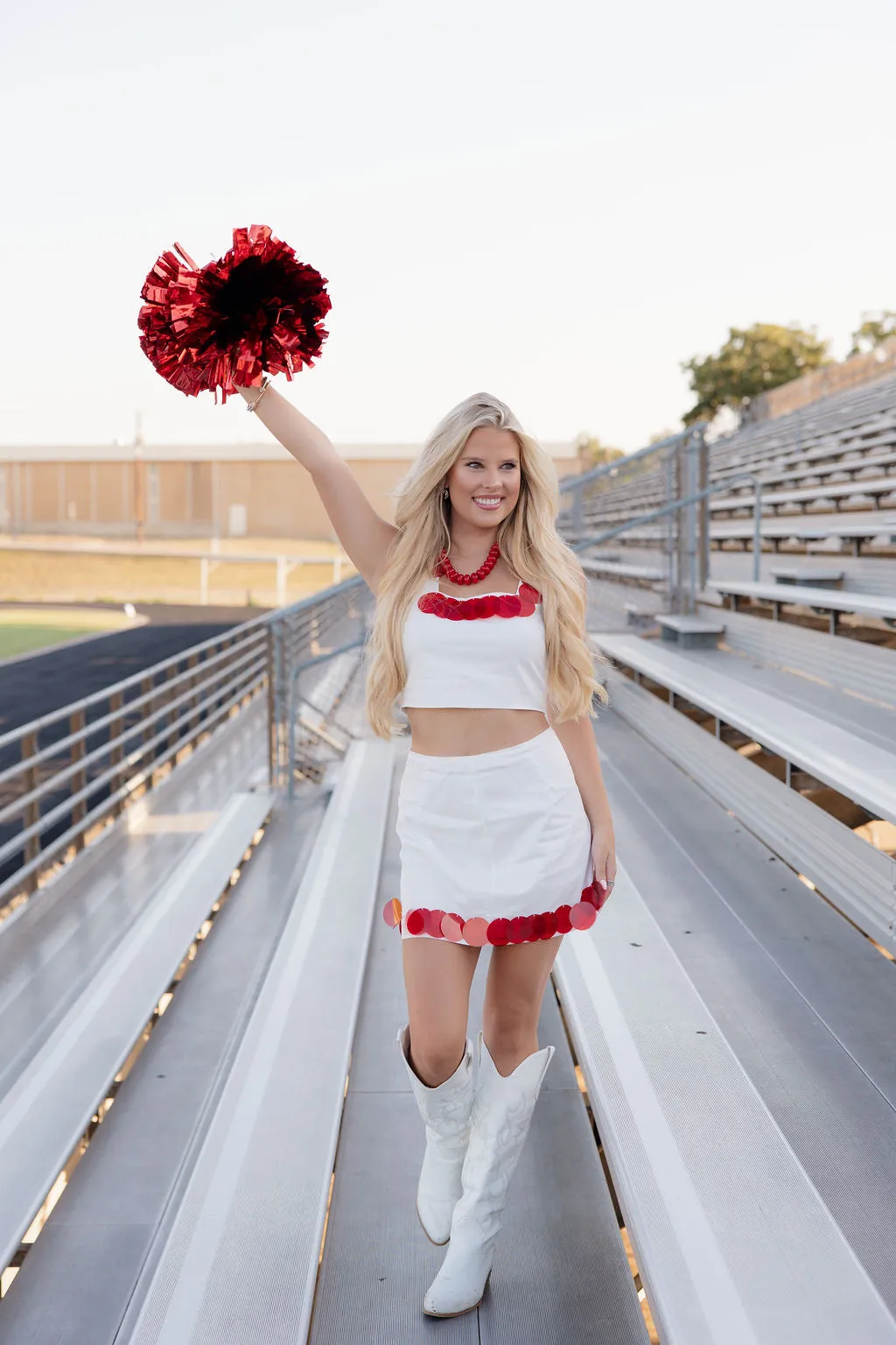 Gameday Glam Top - White/Red sold by The Impeccable Pig