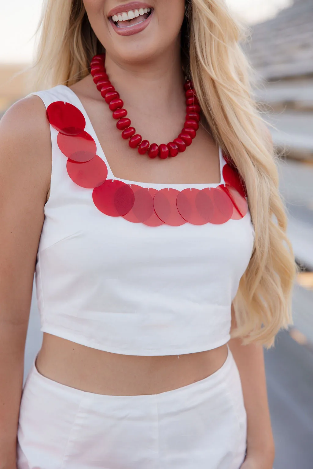 Gameday Glam Top - White/Red sold by The Impeccable Pig product image thumbnail 2