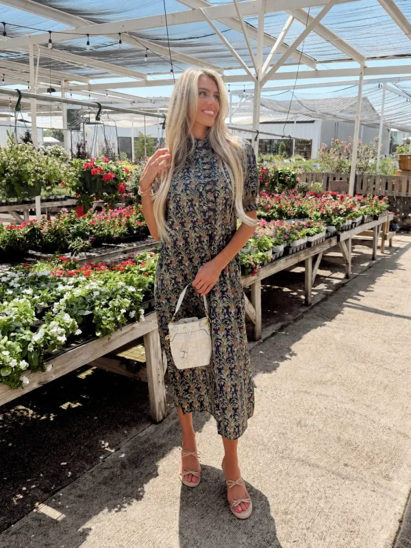 Love Grows Midi Dress - Navy made by entro