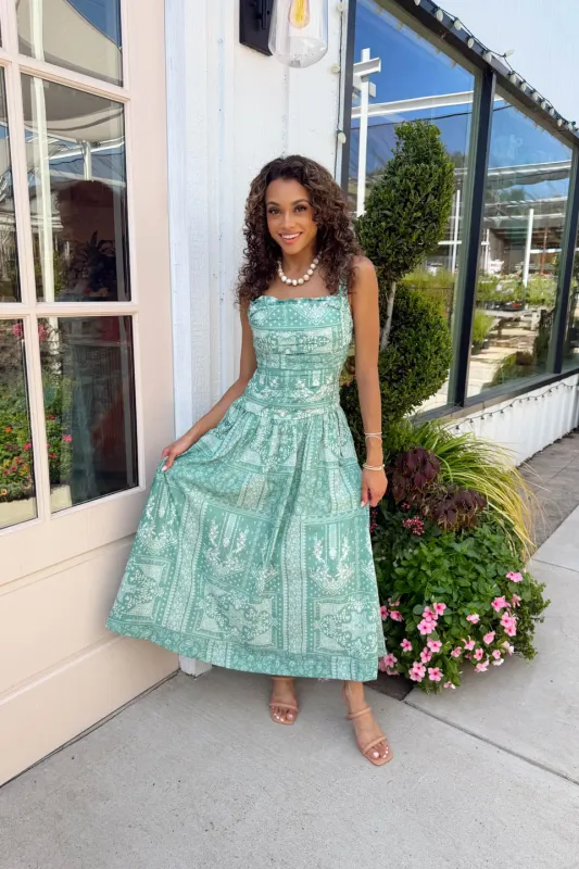 Hidden Cove Midi Dress - Green made by MABLE