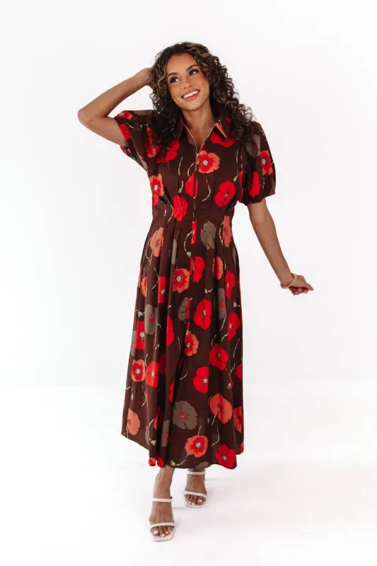 Harvest Moon Midi Dress - Brown made by entro