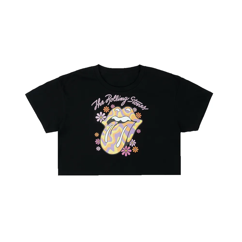 Retro Flower Tongue Cropped T-Shirt sold by the Rolling Stones