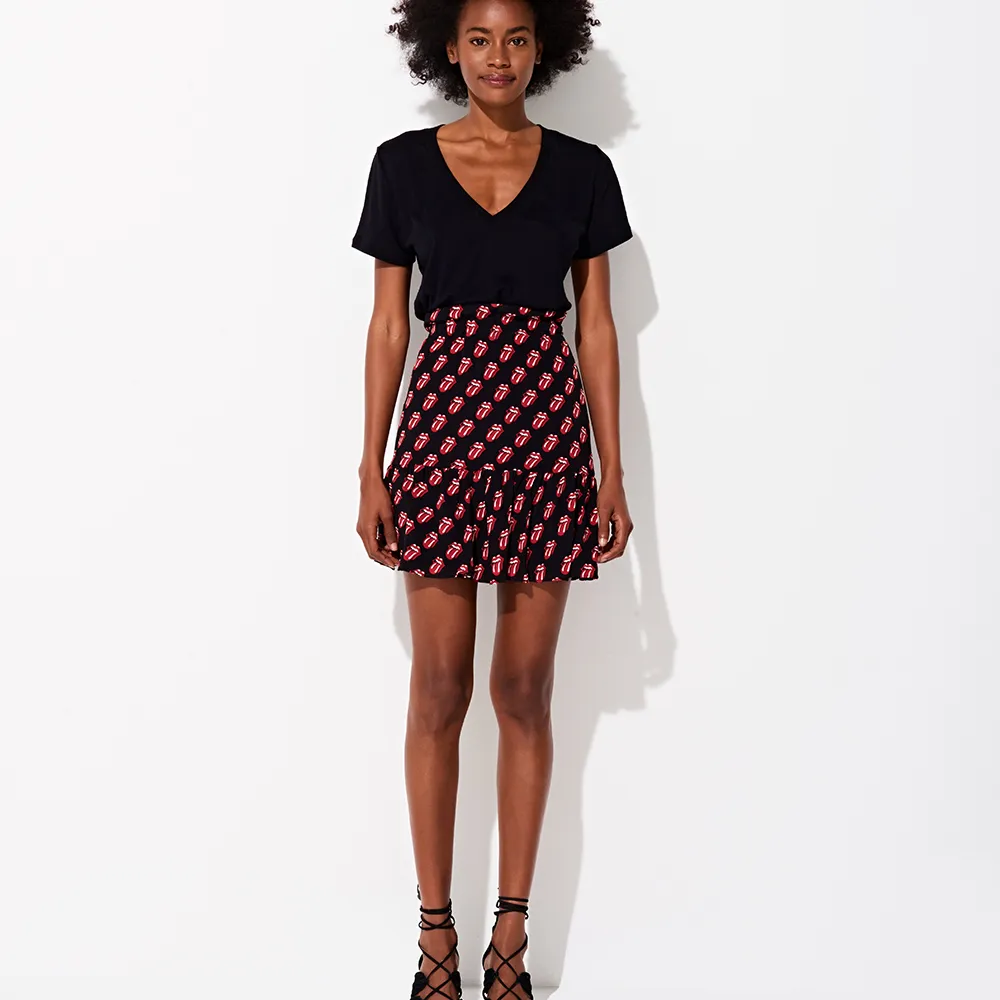 Triya x Stones Tongue Print Mini Silk Skirt sold by the Rolling Stones product image thumbnail 2