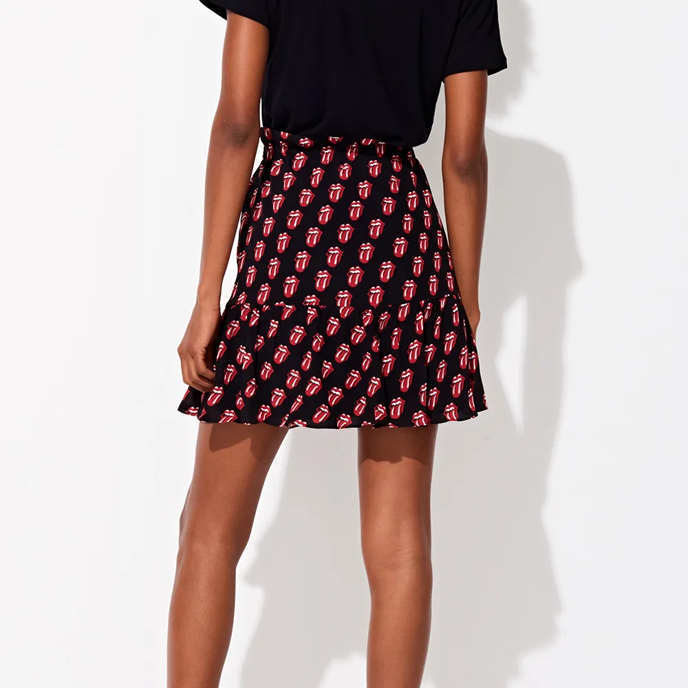 Triya x Stones Tongue Print Mini Silk Skirt sold by the Rolling Stones product image thumbnail 5