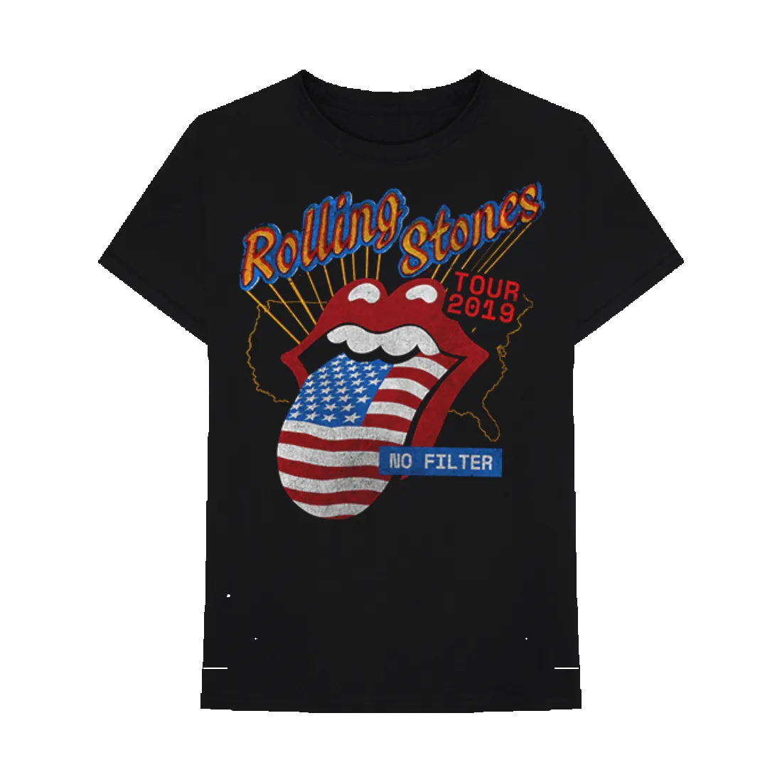US Flag Tongue Black T-Shirt sold by the Rolling Stones
