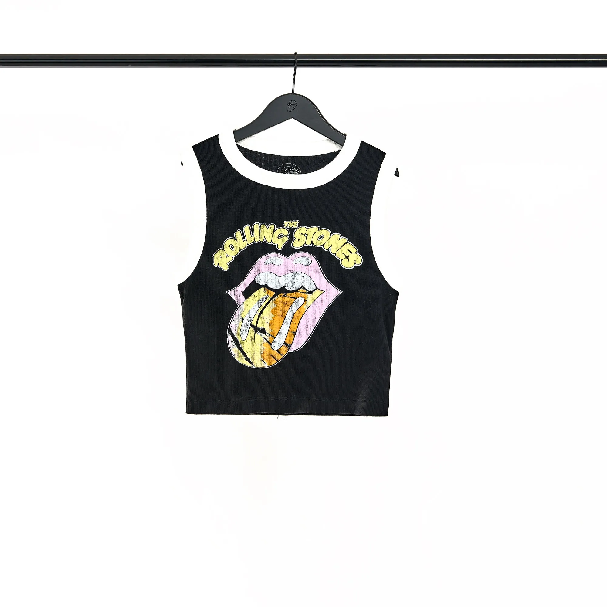 Tie Dye Tongue Cropped Ringer Tank sold by the Rolling Stones