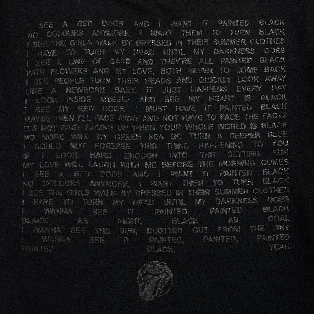 Paint It Black Tonal Lyric T-shirt sold by the Rolling Stones product image thumbnail 4
