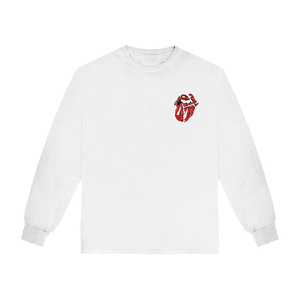 Painted Diamond Tongue White Long Sleeve Shirt sold by the Rolling Stones