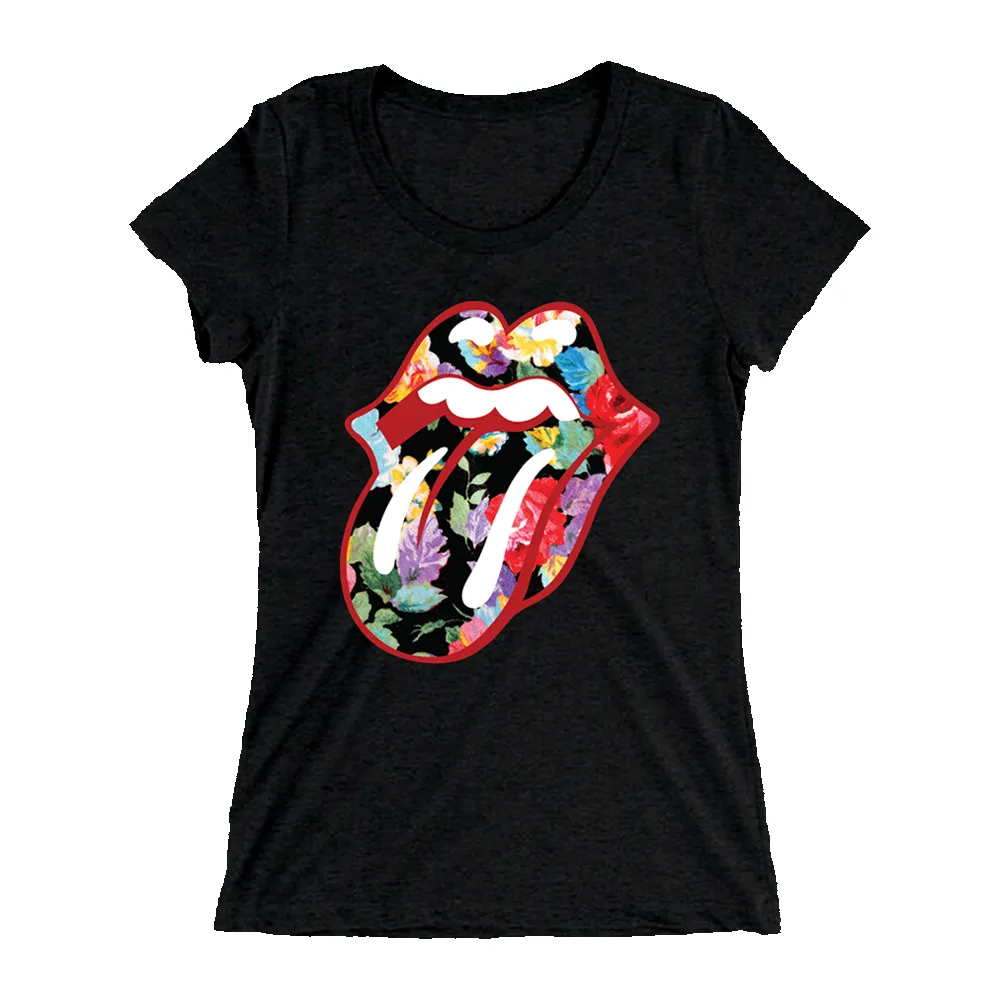 Floral Tongue Ladies Fit T-Shirt sold by the Rolling Stones
