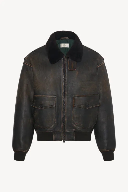 Herzog Jacket in Leather and Shearling sold by The Row