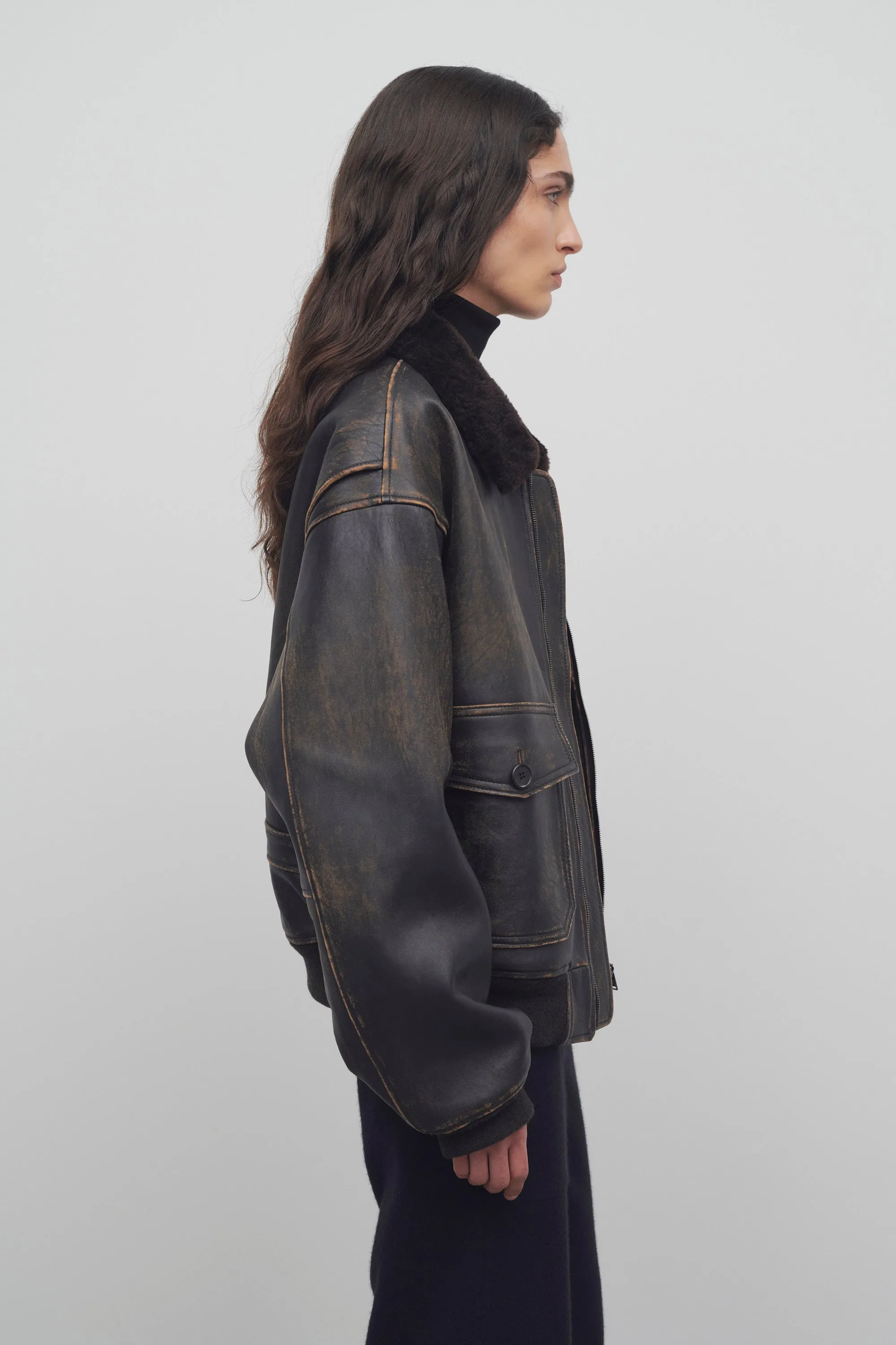 Adonis Jacket in Leather and Shearling sold by The Row product image thumbnail 4