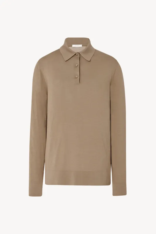 Auralee Hard Twist High Gauge Wool Silk Knit Skipper Polo