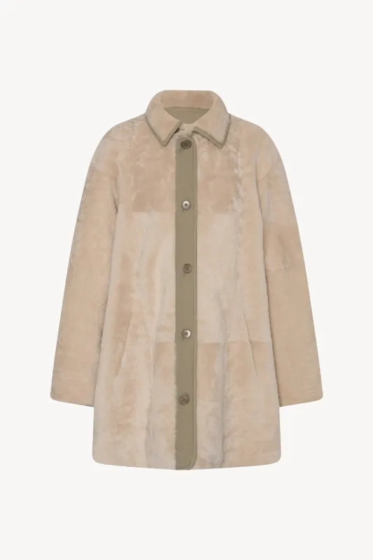 Aurelia Coat in Shearling and Nylon sold by The Row