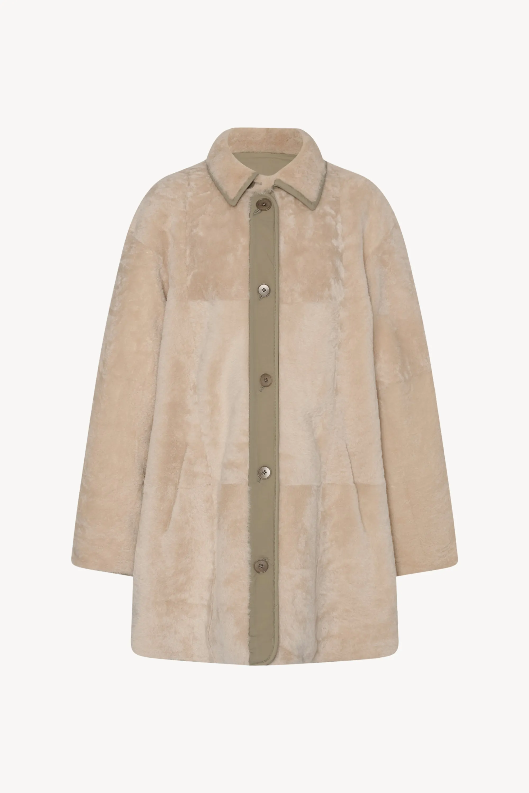 Aurelia Coat in Shearling and Nylon sold by The Row