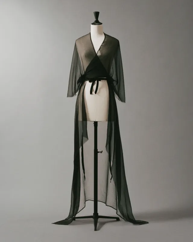Documented Semi Couture Artisanal Line, Black Versatile Silk Mousseline Wrap, 1997 sold by The Row
