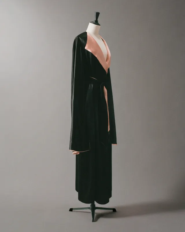 Haute Couture Black and Pink Satin Evening Kimono, 1920 sold by The Row