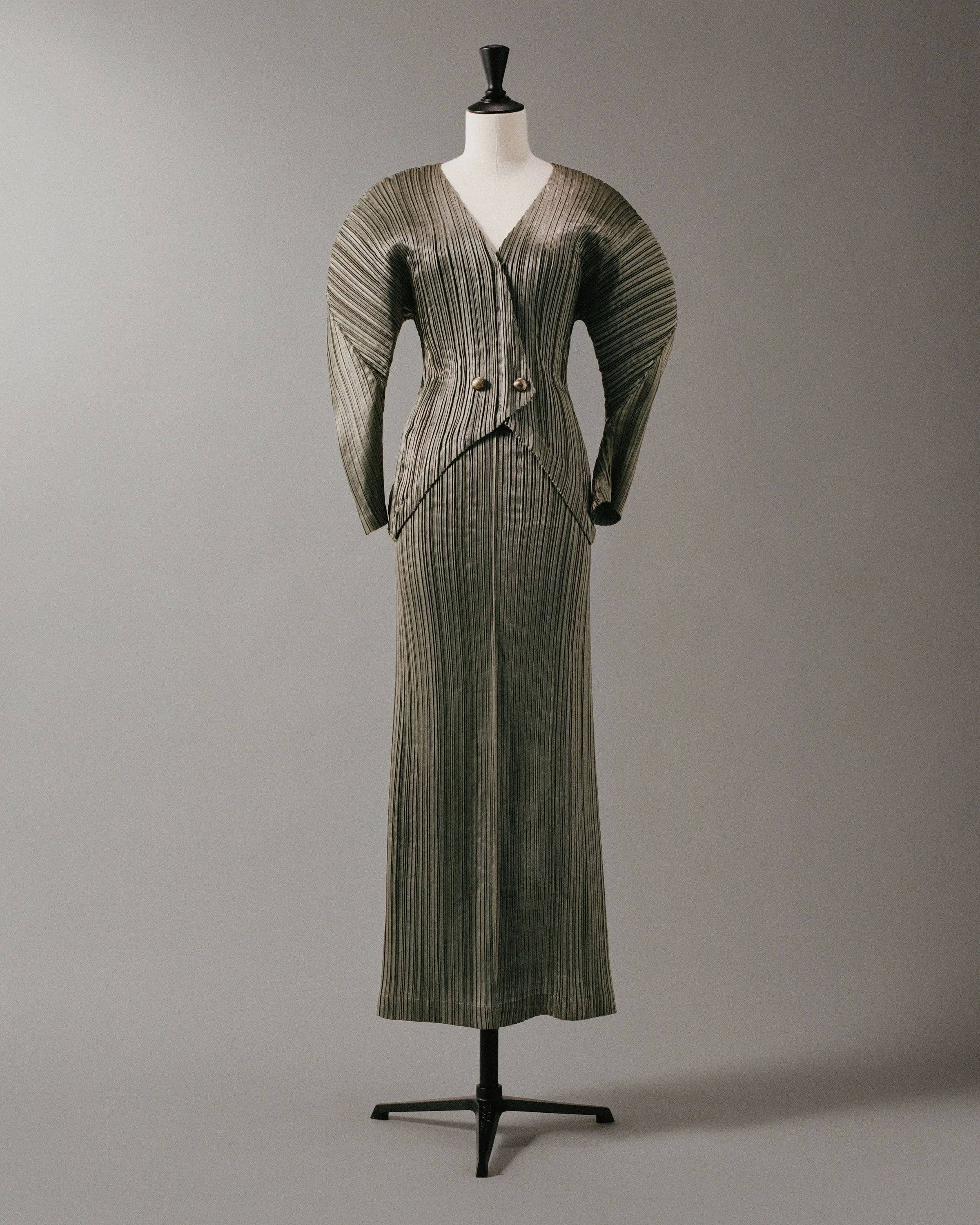 Rare Documented Lamé Pleats Buttoned, Two Pieces Skirt Ensemble, Fall/ Winter 1999 sold by The Row