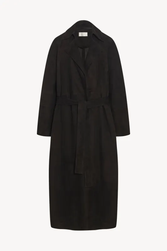 Poseidone Coat in Suede sold by The Row