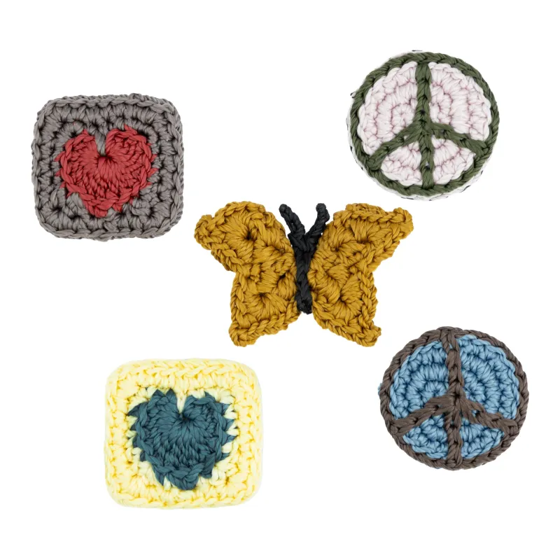 Yarnicharmz 5 Pack - Hand Crochet - Peace And Love made by The Sak