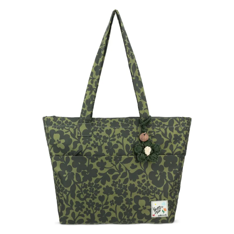 Banyan Shoulder Tote - EcoTwill - Olive Shadow Floral made by Sakroots