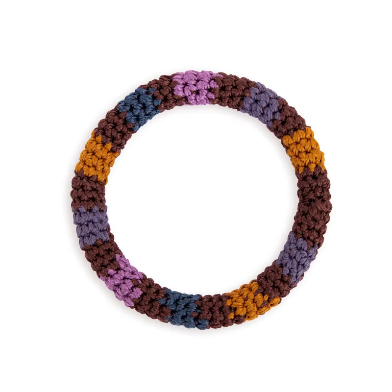 Finch Bangle - Hand Crochet - Brown Stripe made by The Sak