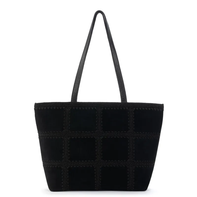 Metro Tote - Leather - Black Suede Patch made by The Sak