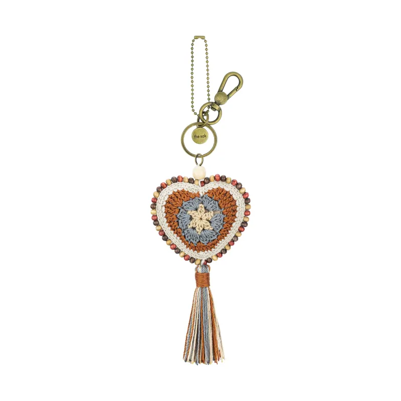 Yarnicharmz Dangle - Hand Crochet - Persimmon Patch Heart made by The Sak
