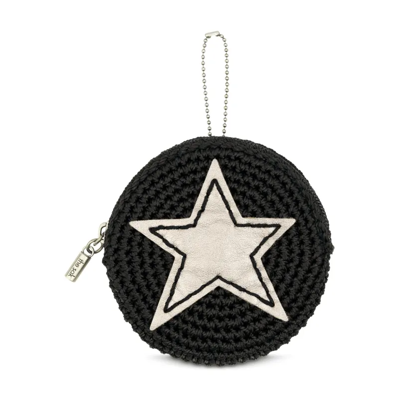 Circle Coin Pouch - Hand Crochet - Black Pyrite Star made by The Sak