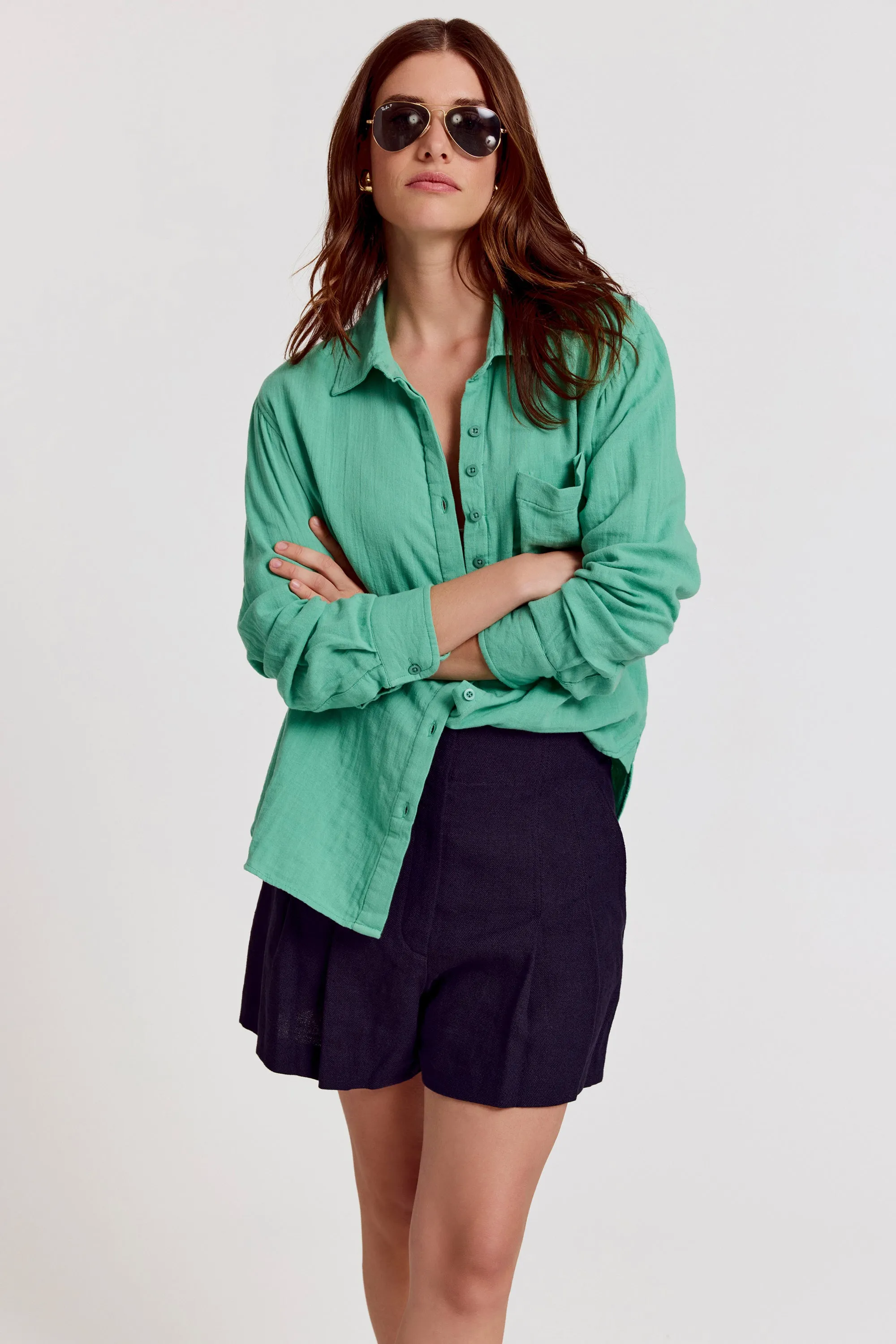 The Super Relaxed Boyfriend Shirt in Gauze sold by The Shirt by Rochelle Behrens
