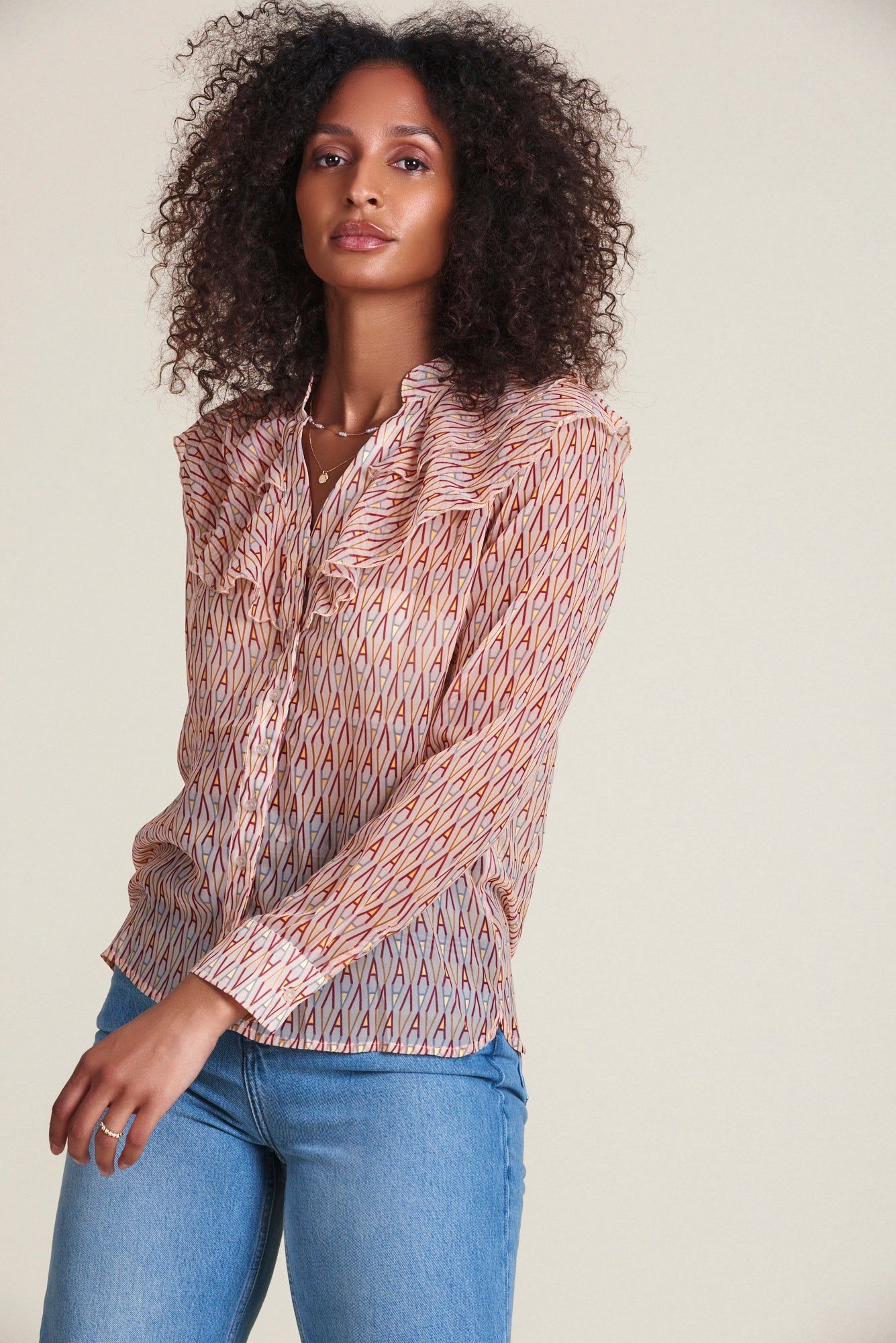 The Ruffled Chiffon Shirt sold by The Shirt by Rochelle Behrens product image thumbnail 4