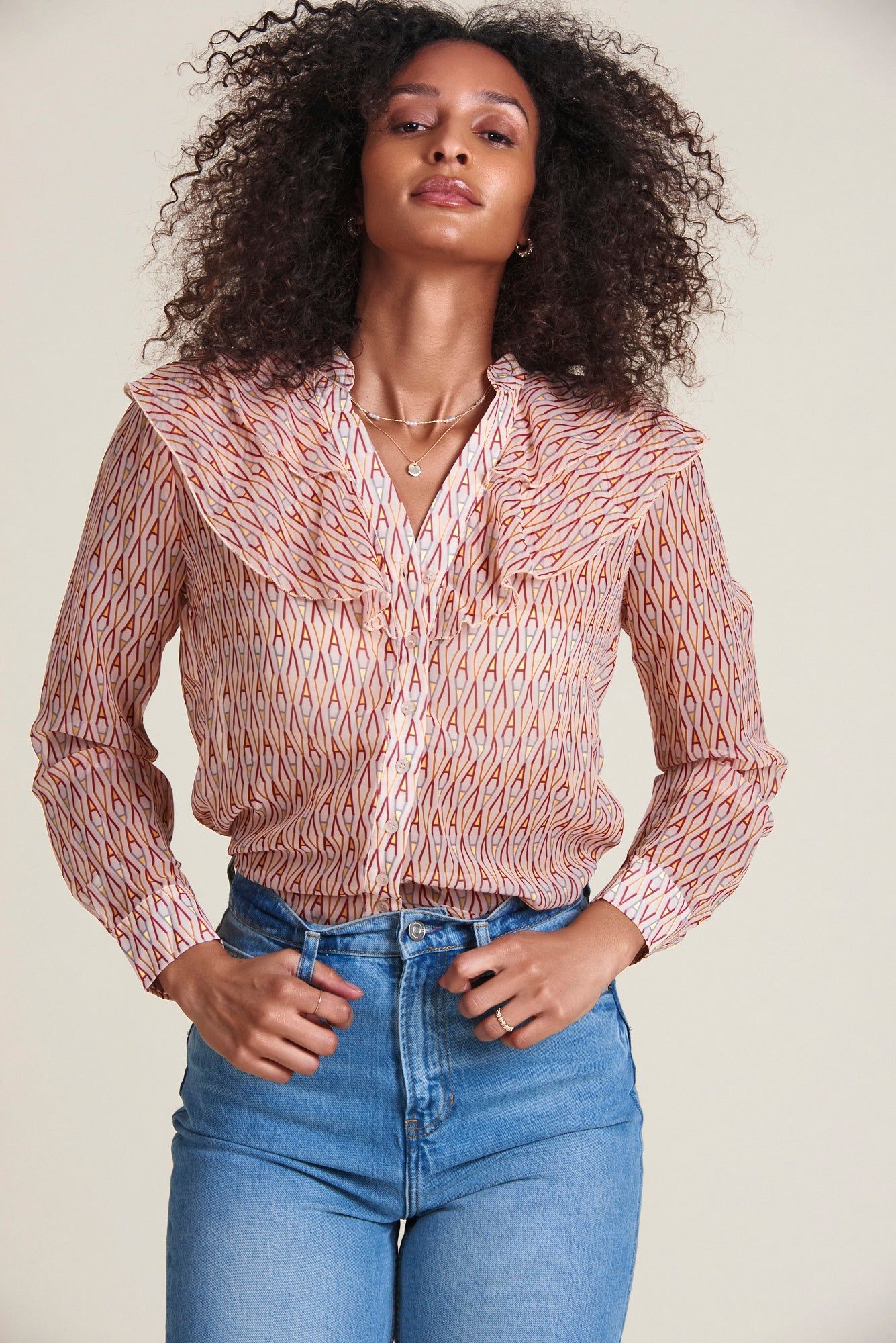 The Ruffled Chiffon Shirt sold by The Shirt by Rochelle Behrens product image thumbnail 2