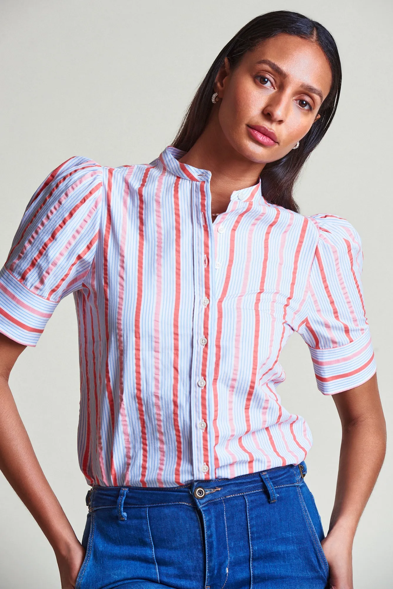 The Short Sleeve Puffed Shoulder Shirt sold by The Shirt by Rochelle Behrens