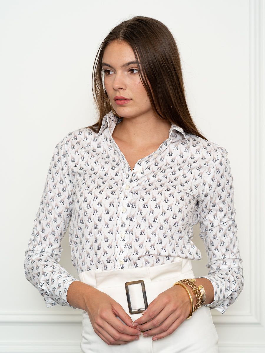The Icon Shirt in Giraffe sold by The Shirt by Rochelle Behrens