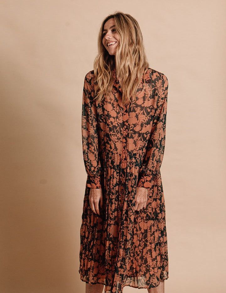 The Pleated Chiffon Dress sold by The Shirt by Rochelle Behrens