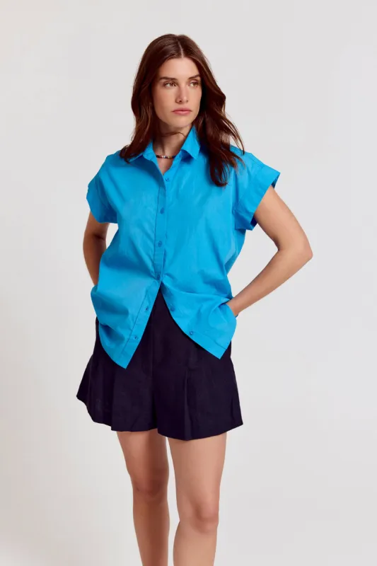The Short Sleeve Boyfriend Shirt in Cotton sold by The Shirt by Rochelle Behrens