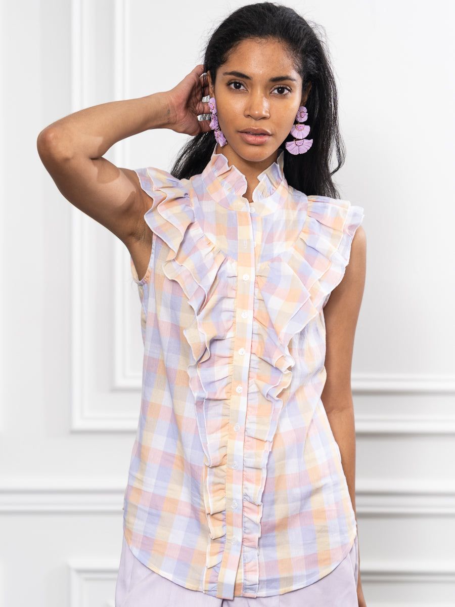 The Sleeveless Ruffled Shirt sold by The Shirt by Rochelle Behrens product image thumbnail 4