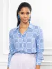 The Boyfriend Shirt in Blue/Gold Flecks sold by The Shirt by Rochelle Behrens