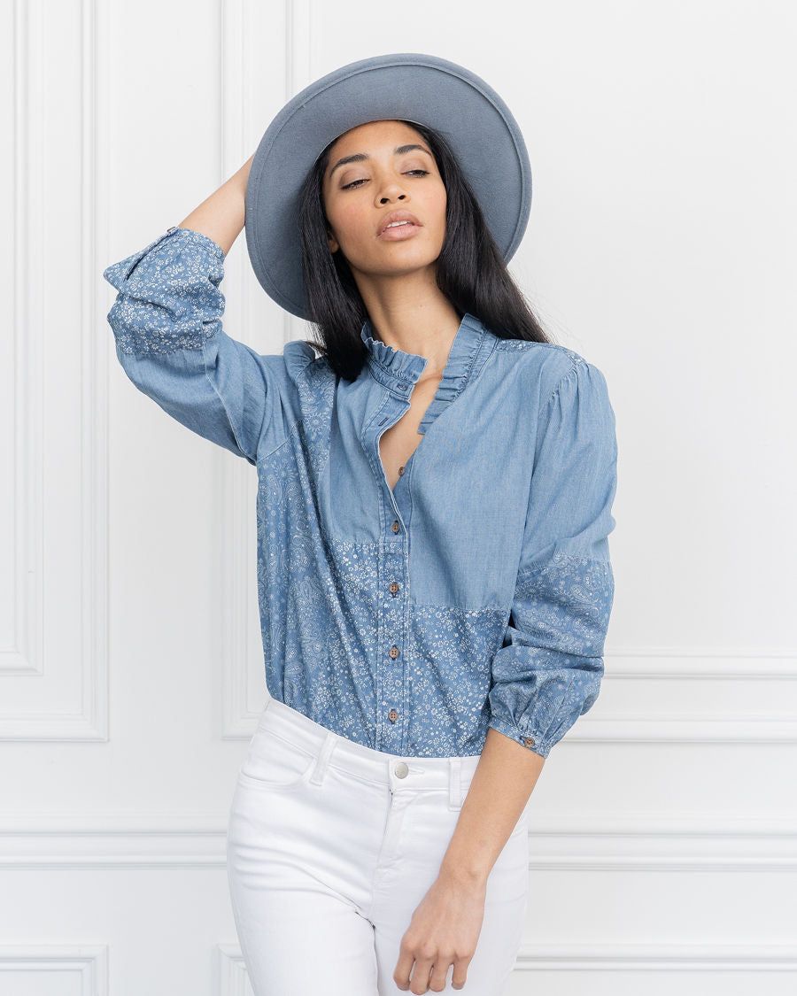 The Patchwork Chambray Shirt sold by The Shirt by Rochelle Behrens product image thumbnail 3