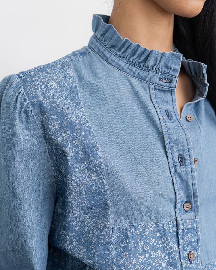 The Patchwork Chambray Shirt sold by The Shirt by Rochelle Behrens product image thumbnail 5