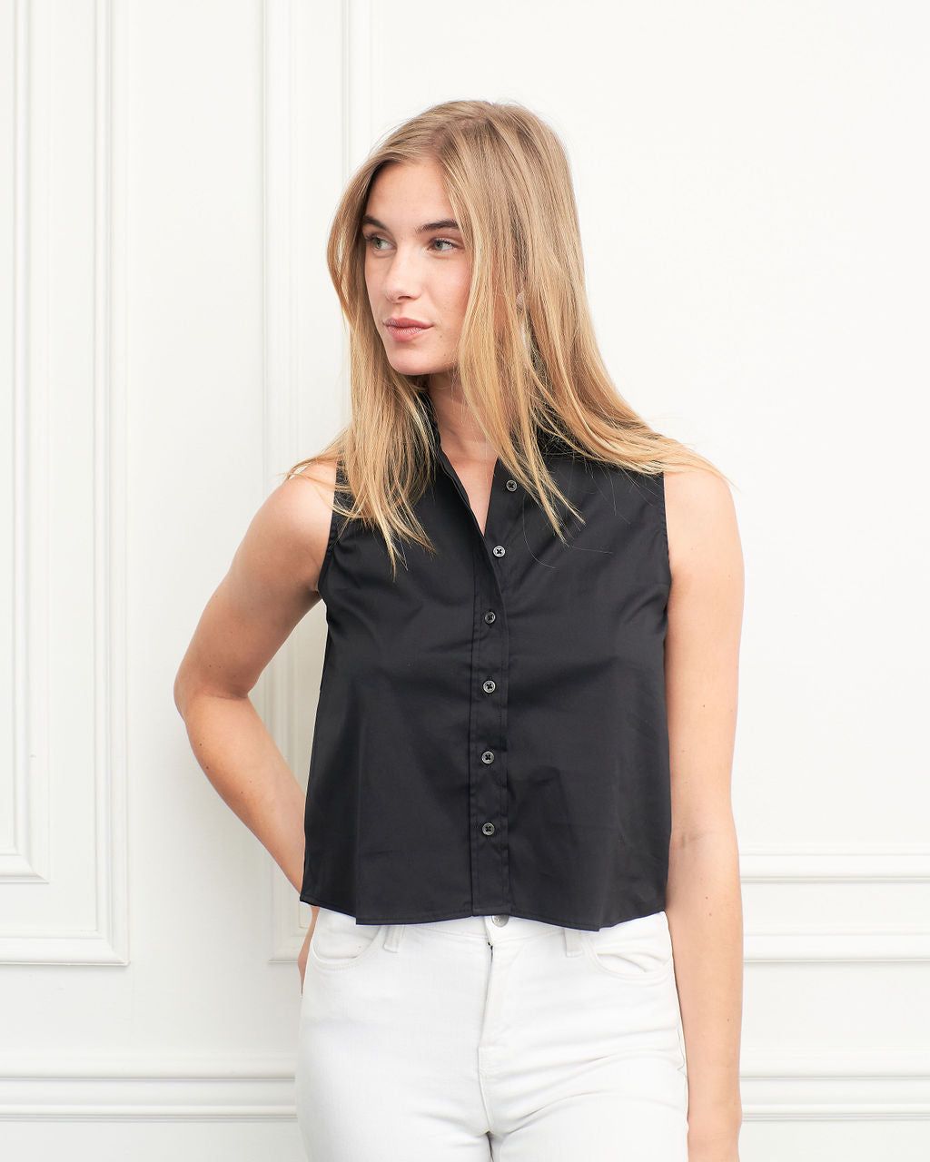 The Sleeveless Cropped Shirt sold by The Shirt by Rochelle Behrens