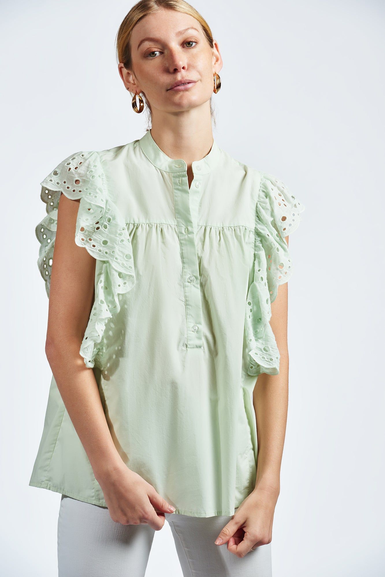 The Sleeveless Scarlett Shirt sold by The Shirt by Rochelle Behrens