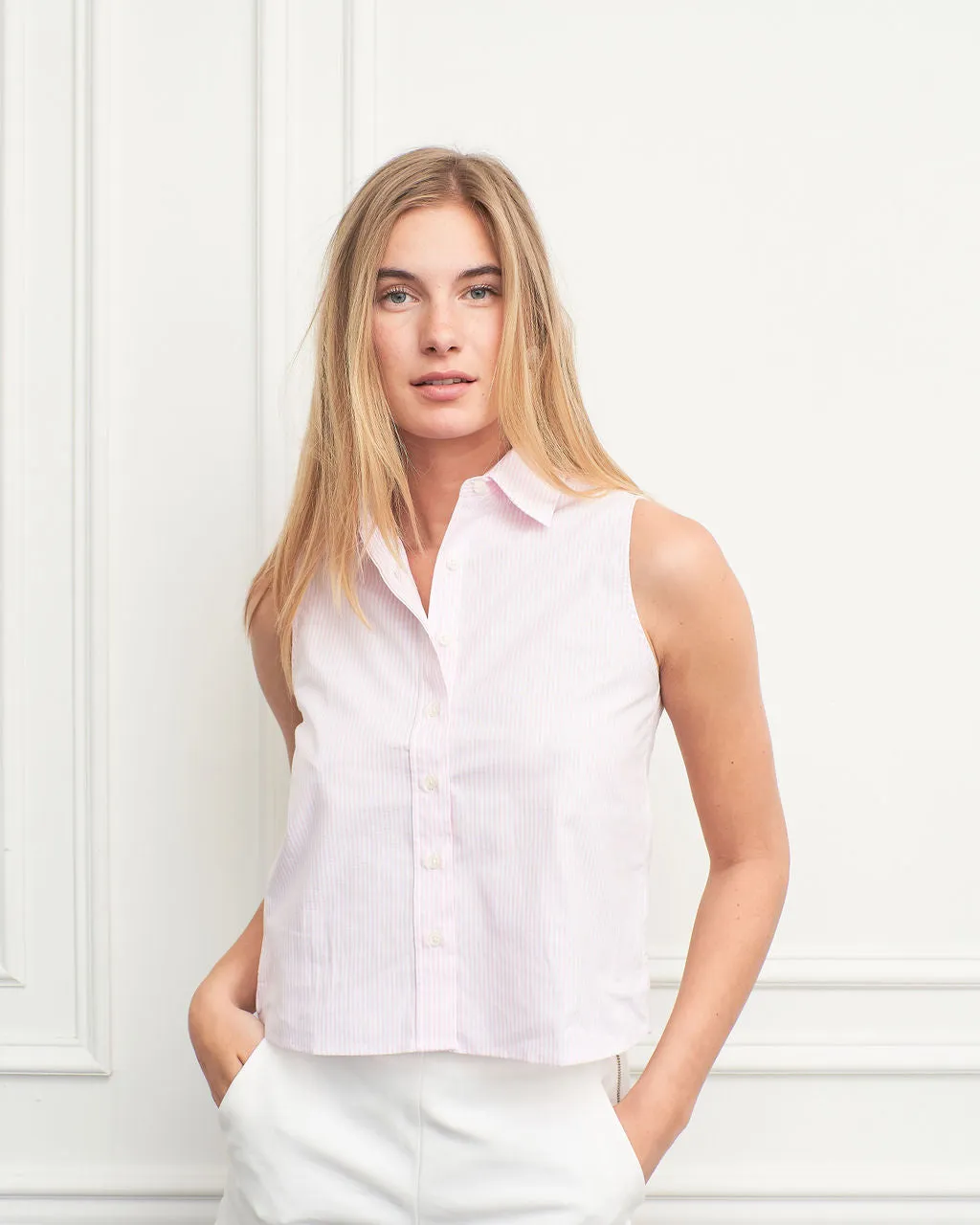 The Boxy Cropped Sleeveless Shirt sold by The Shirt by Rochelle Behrens