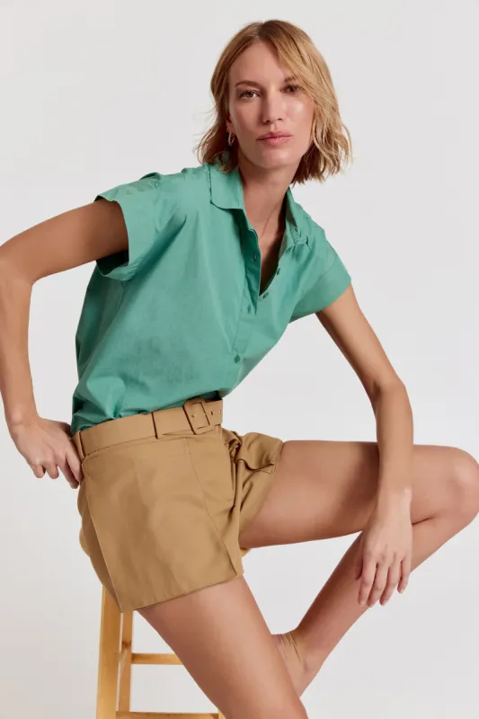 The Short Sleeve Boyfriend Shirt in Cotton sold by The Shirt by Rochelle Behrens