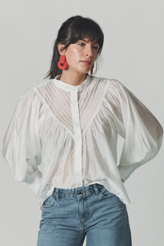 The Shiv Ruffled Shirt sold by The Shirt by Rochelle Behrens
