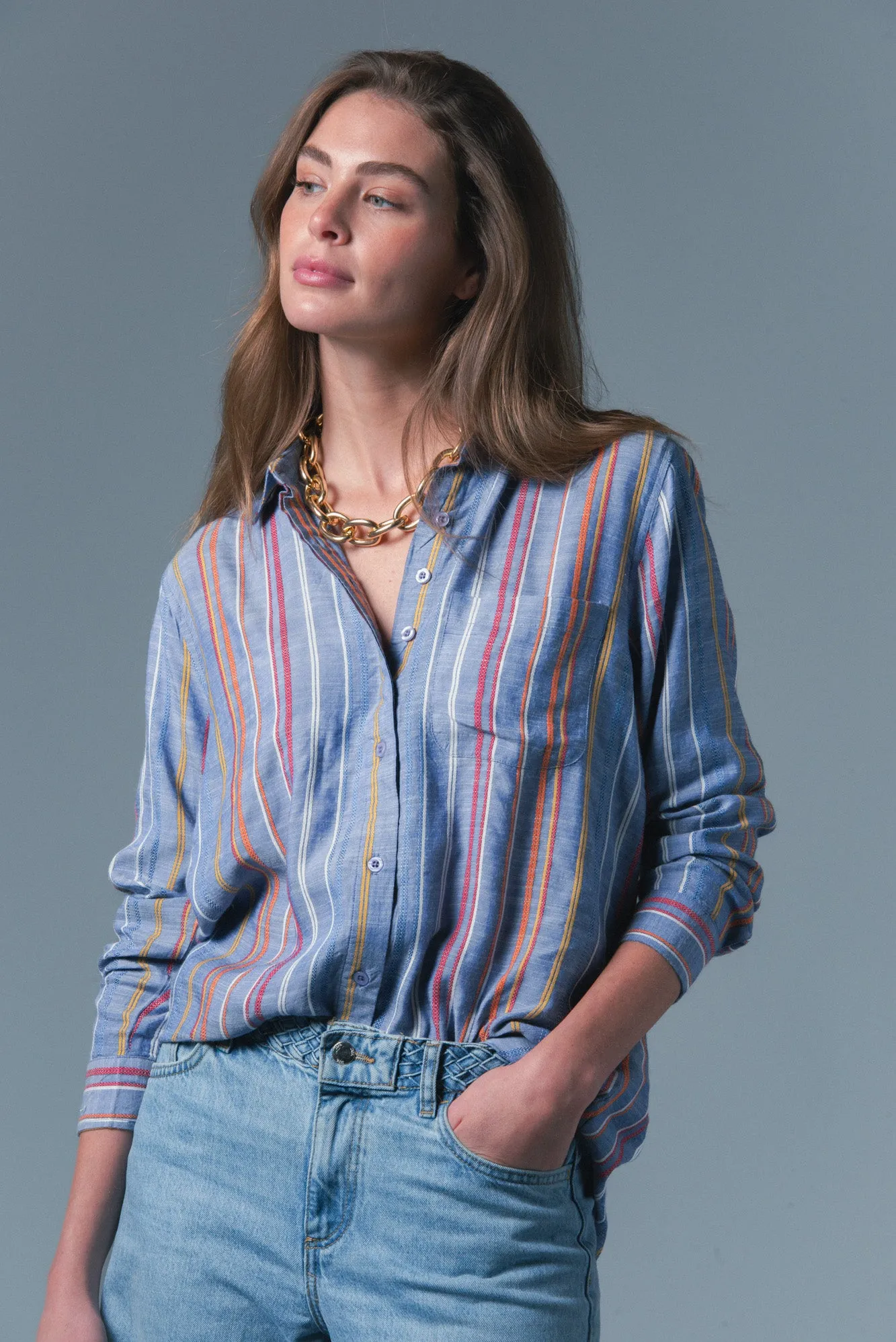 The Boyfriend Shirt in Stripe sold by The Shirt by Rochelle Behrens product image thumbnail 2