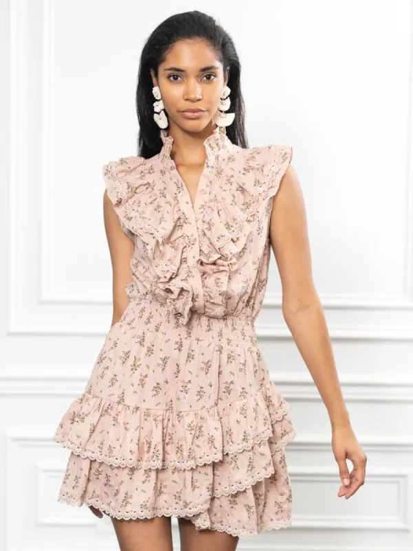 The Sleeveless Ruffled Mini Shirt Dress sold by The Shirt by Rochelle Behrens