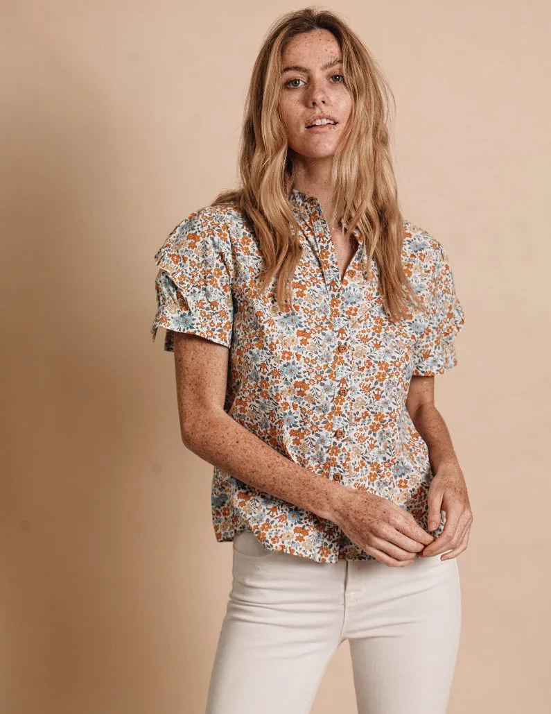 The Short Sleeve Ruffled Shirt sold by The Shirt by Rochelle Behrens