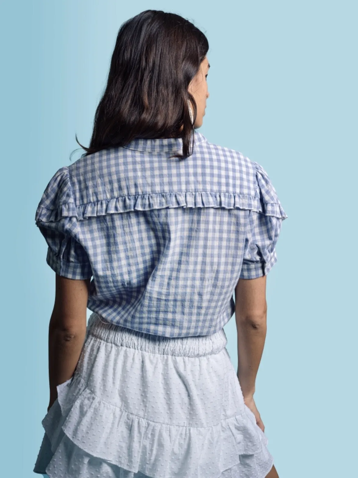 The Short Sleeve Ruffled Shirt sold by The Shirt by Rochelle Behrens product image thumbnail 3